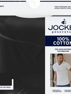 Jockey Men’s 100% Cotton V-Neck Shirt - Black